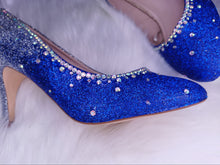 Load image into Gallery viewer, Royal Blue and Silver Glitter rhinestone heels