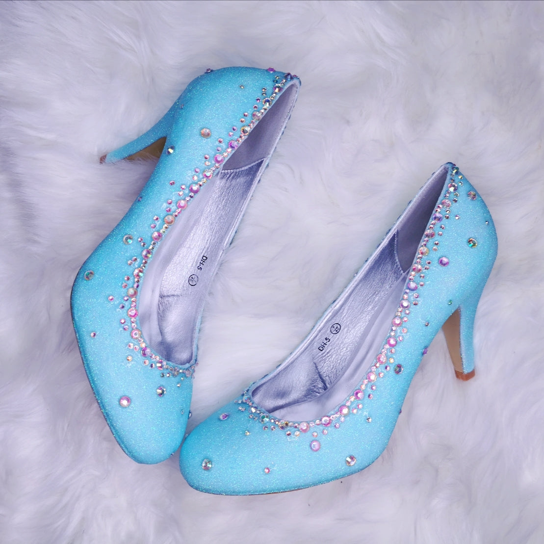 Teal fashion glitter heels