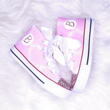 Load image into Gallery viewer, Personalised Pink & Rose Gold Hi Top Canvas Pumps