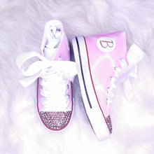 Load image into Gallery viewer, Personalised Pink & Rose Gold Hi Top Canvas Pumps