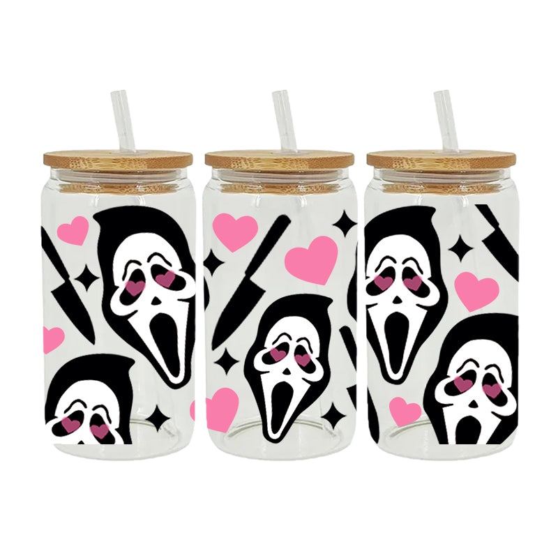 Scary Mask Cup with lid & straw