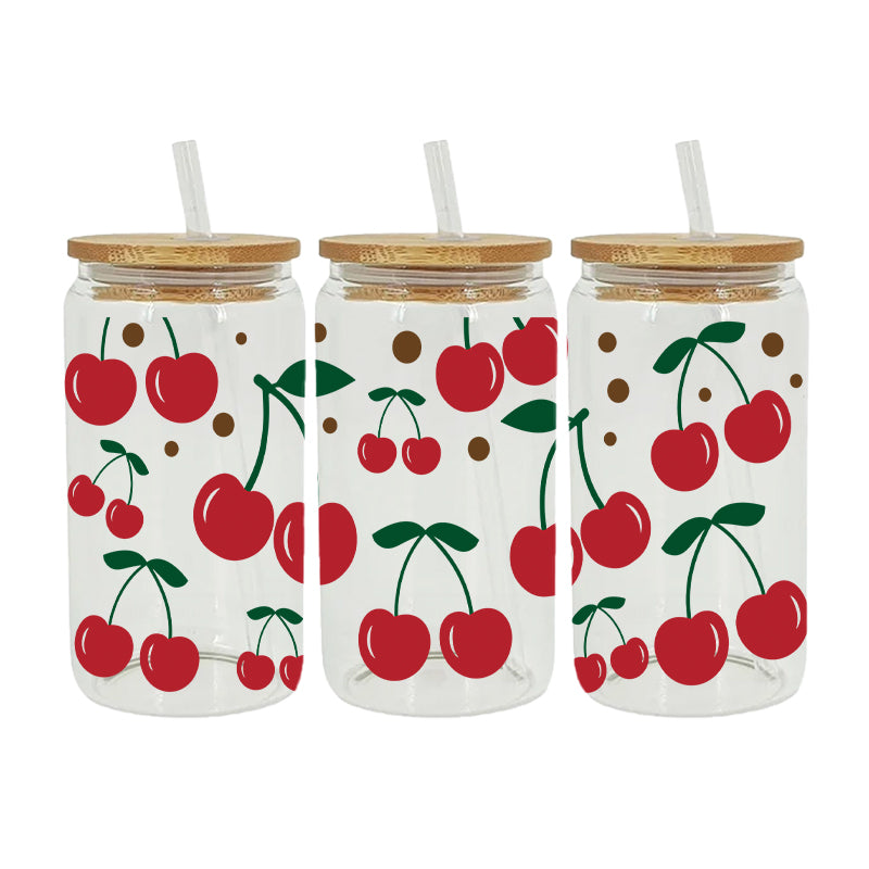 Cherries Cup with lid & straw