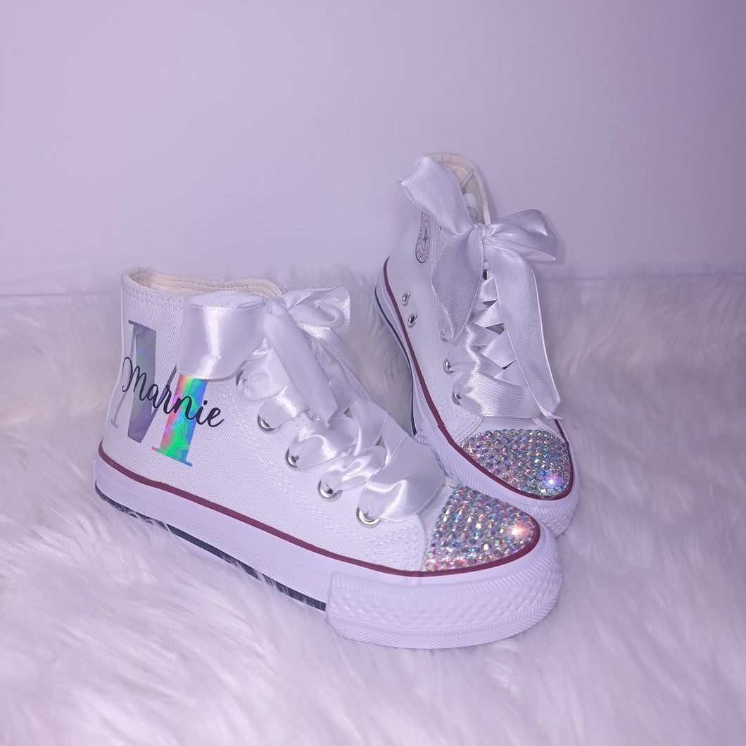 Silver Holo Initial Personalised pumps