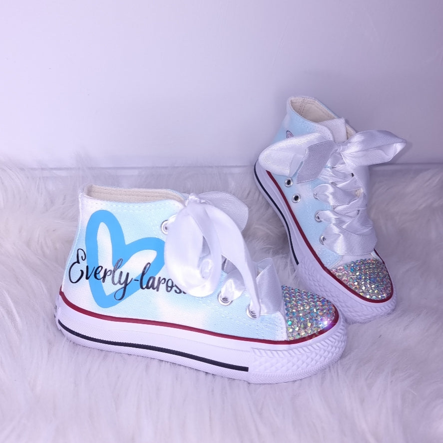 Personalised Baby Blue Heart Pumps