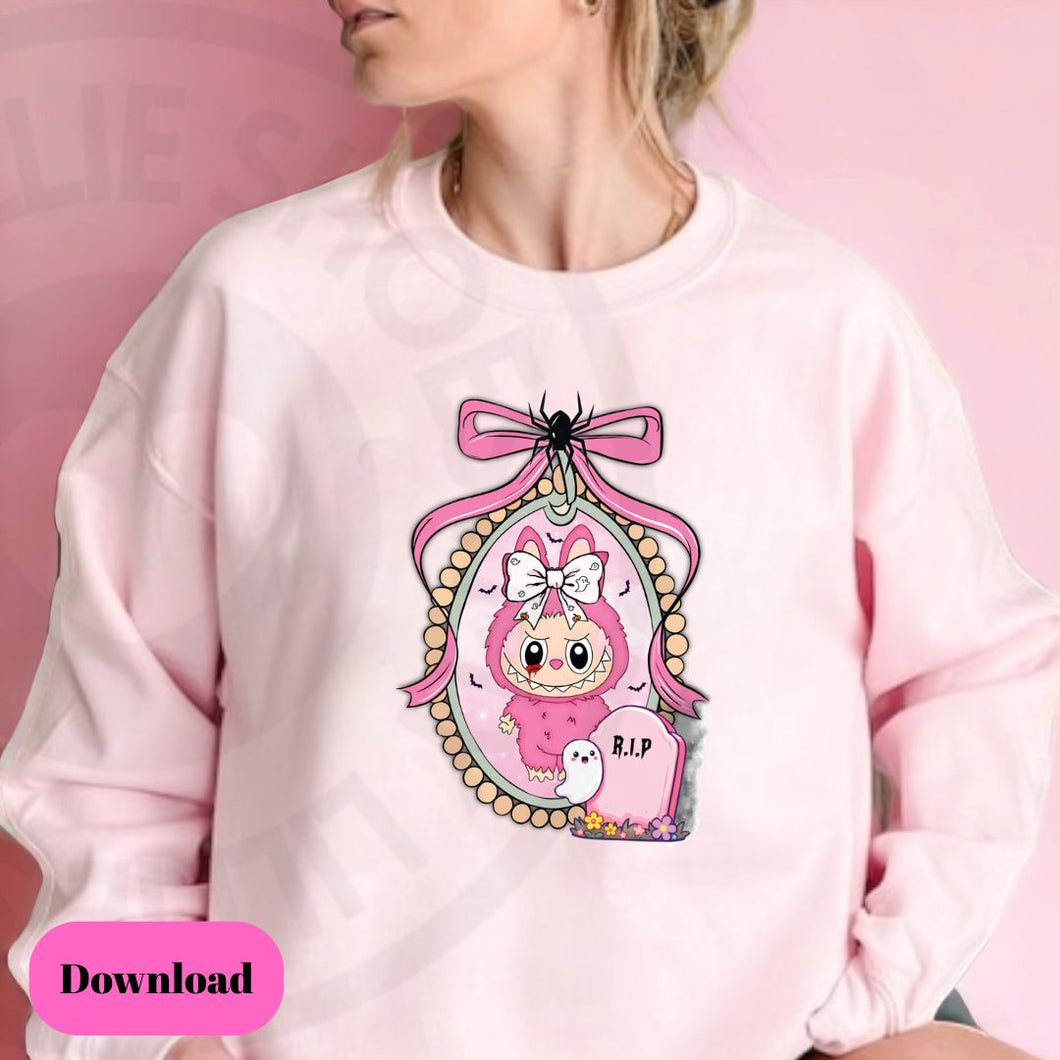 Pink Labubu halloween print