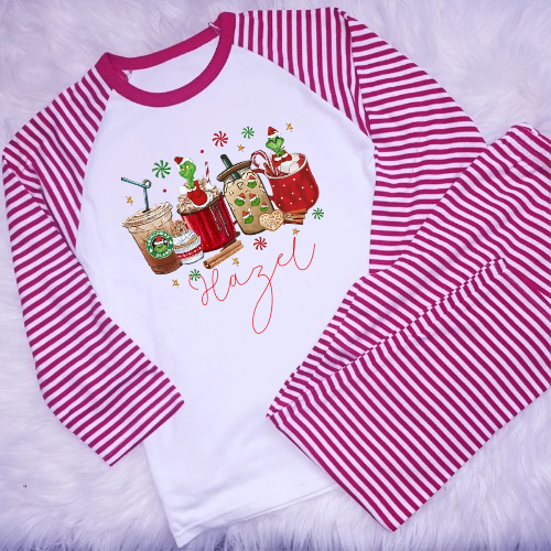 Kids Personalised Grinch Christmas pyjamas