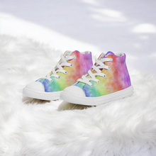 Load image into Gallery viewer, Rainbow Tie Dye Kids Hightop Canvas Shoe
