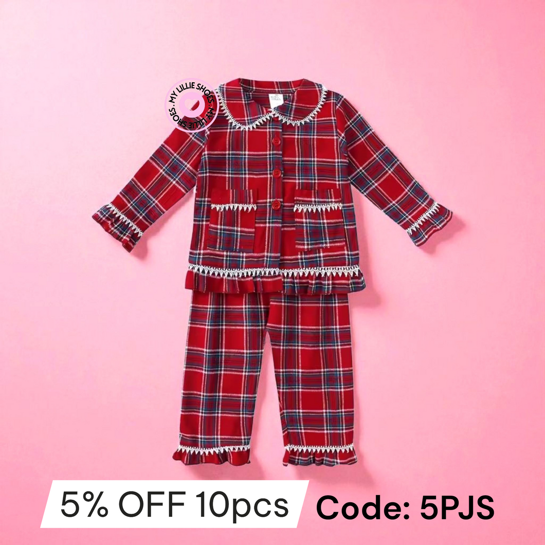 Pre-order dispatch October. Girls Tartan Pyjamas