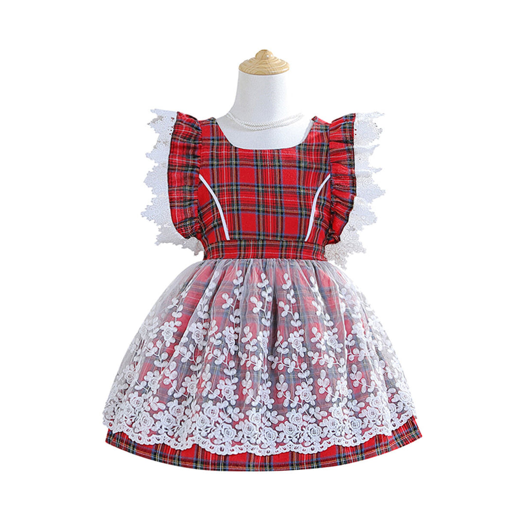 Tartan lace red dress