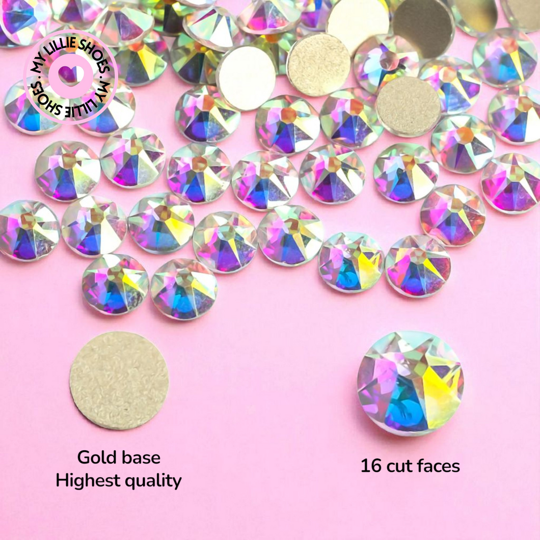 Clear AB Crystal 16 Cut Face Flatback Rhinestones