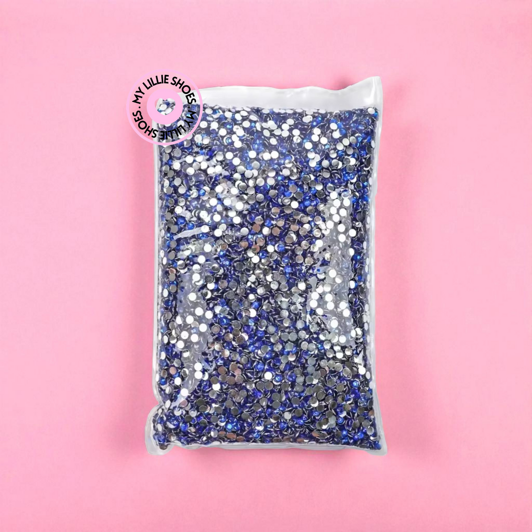 Dark Sapphire Blue Clear Flatback Rhinestones