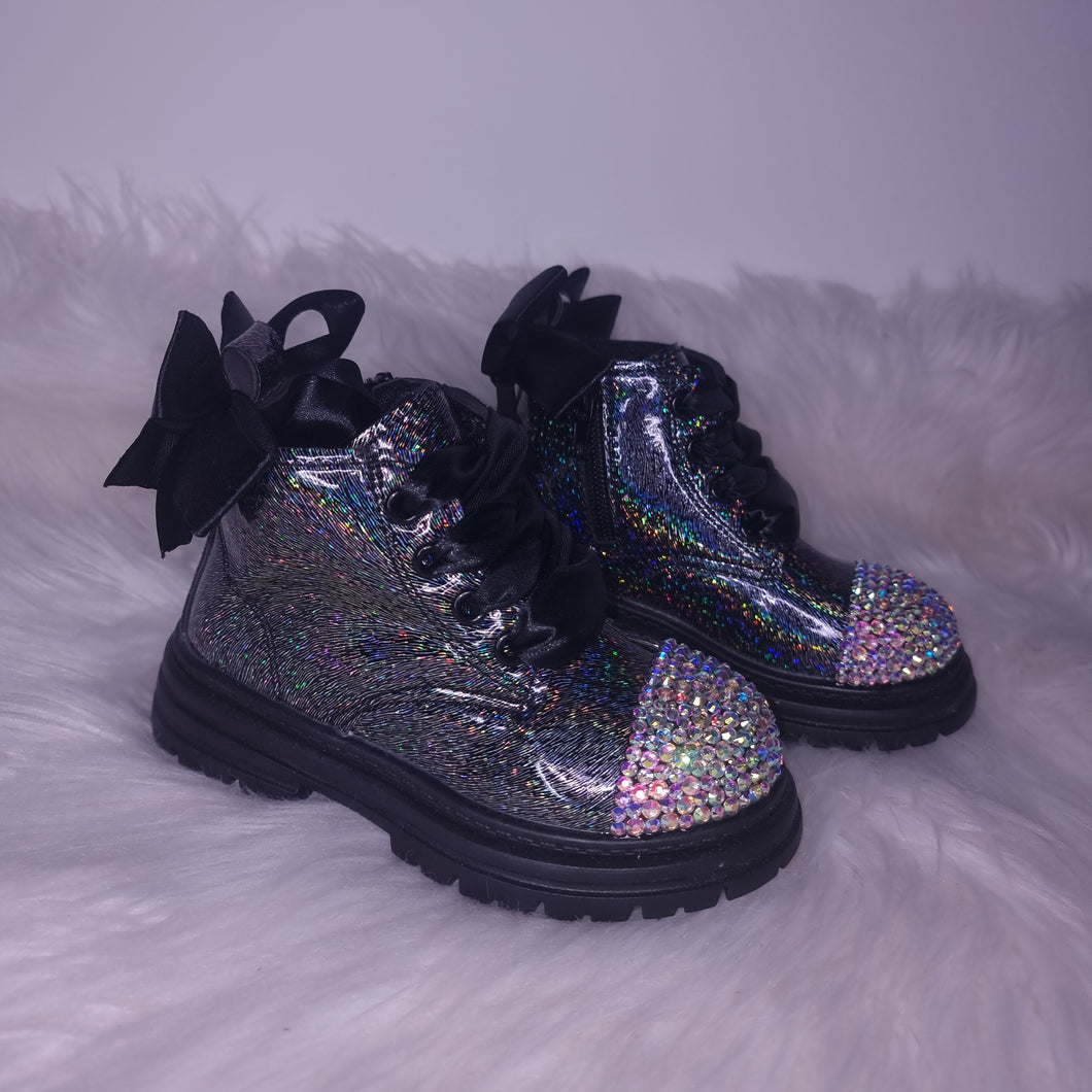 Black Glitter Rhinestone Boots