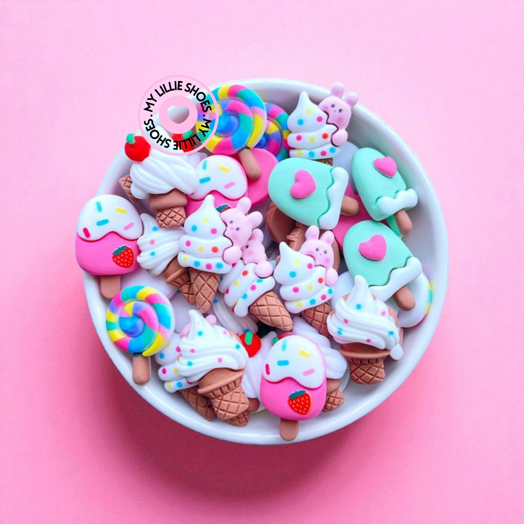 20pcs Mix Ice Cream and Lollies Flatback Embellishments