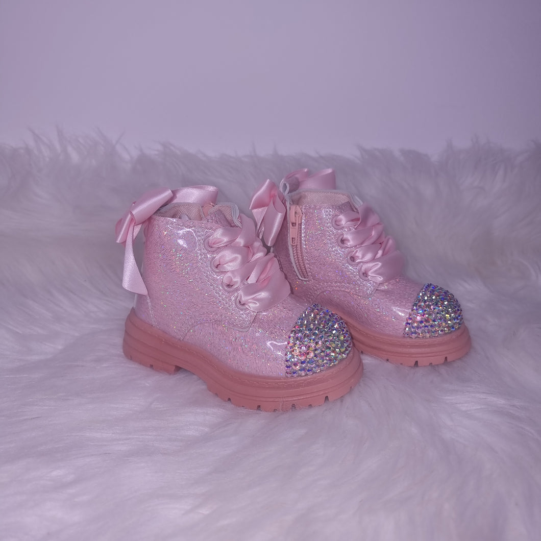Pink Glitter Rhinestone Boots