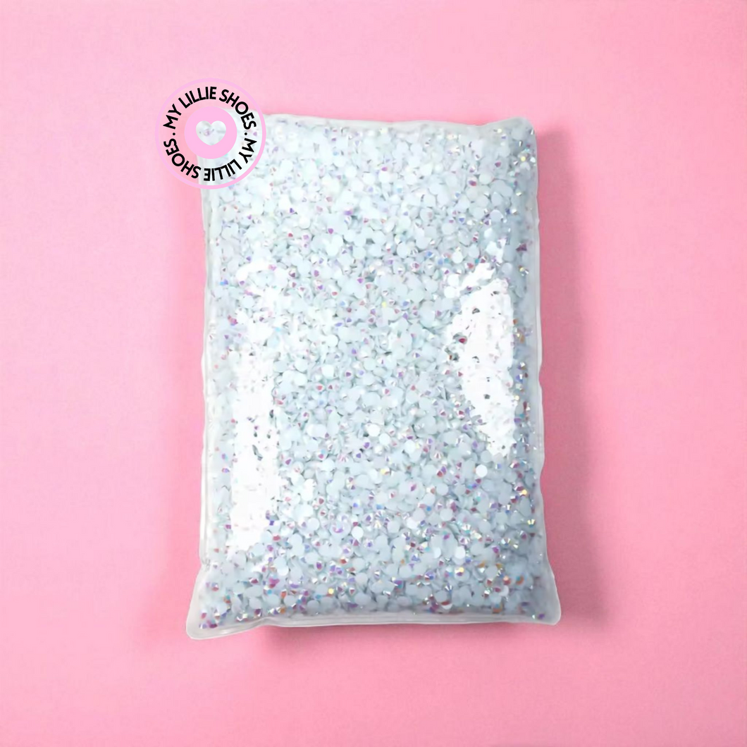 White Jelly AB Flatback Rhinestones