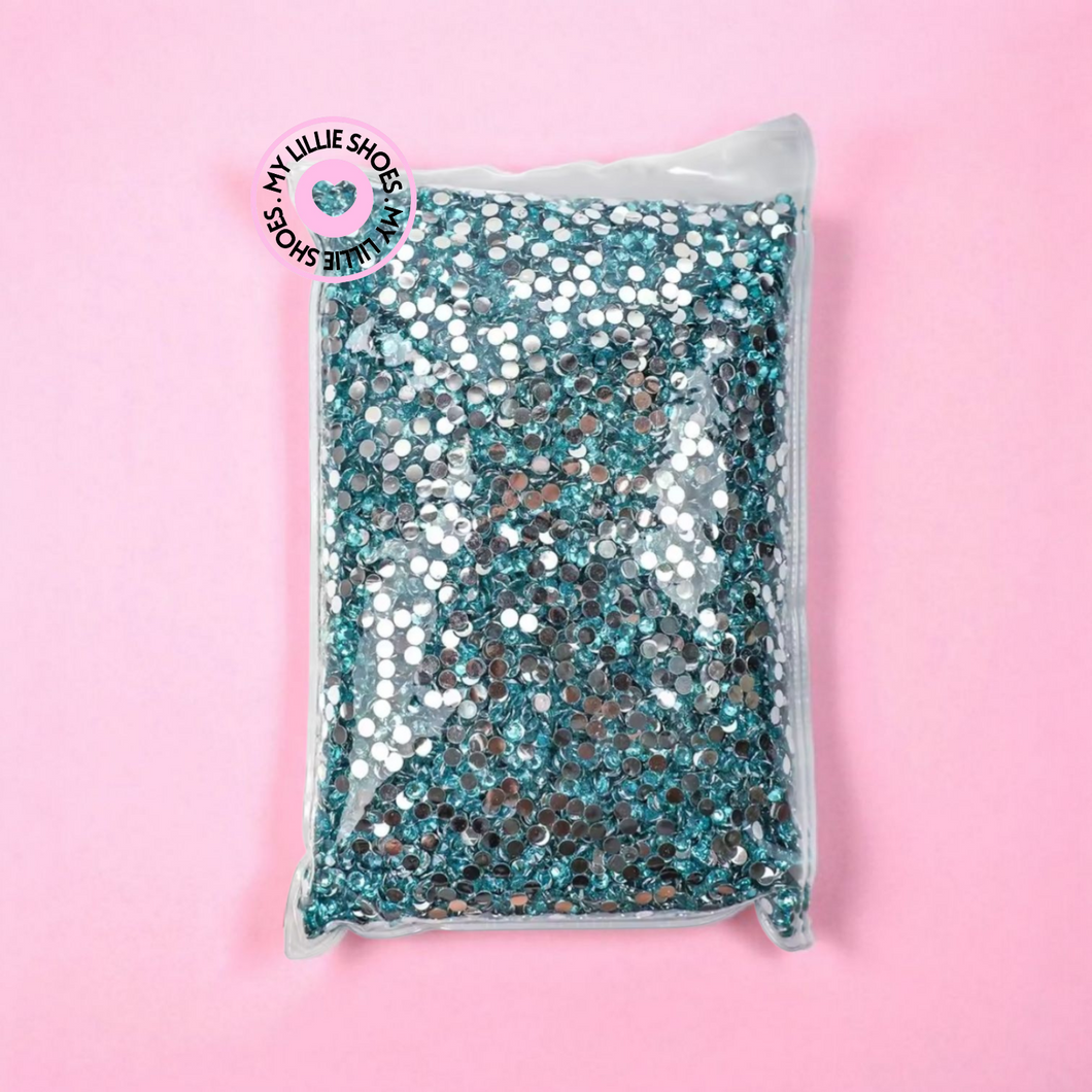 Aquamarine Clear Flatback Rhinestones