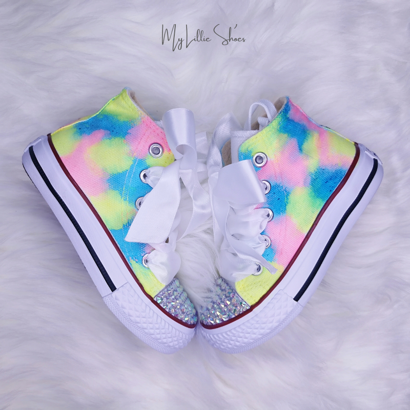 Tie Dye Bling Toe Hi Top Pumps - My Lillie Shoes