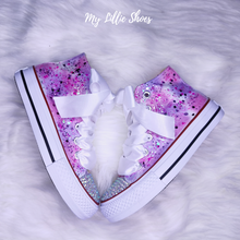 Load image into Gallery viewer, Purple Pink and White with sparkles Pumps

