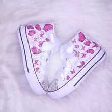Load image into Gallery viewer, Pink Butterflies Glitter Pumps
