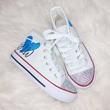 Load image into Gallery viewer, Personalised Blue Glitter Heart Pumps

