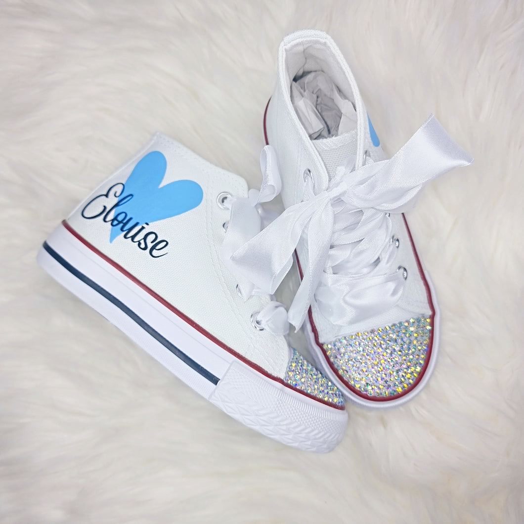 Personalised Blue Heart Pumps