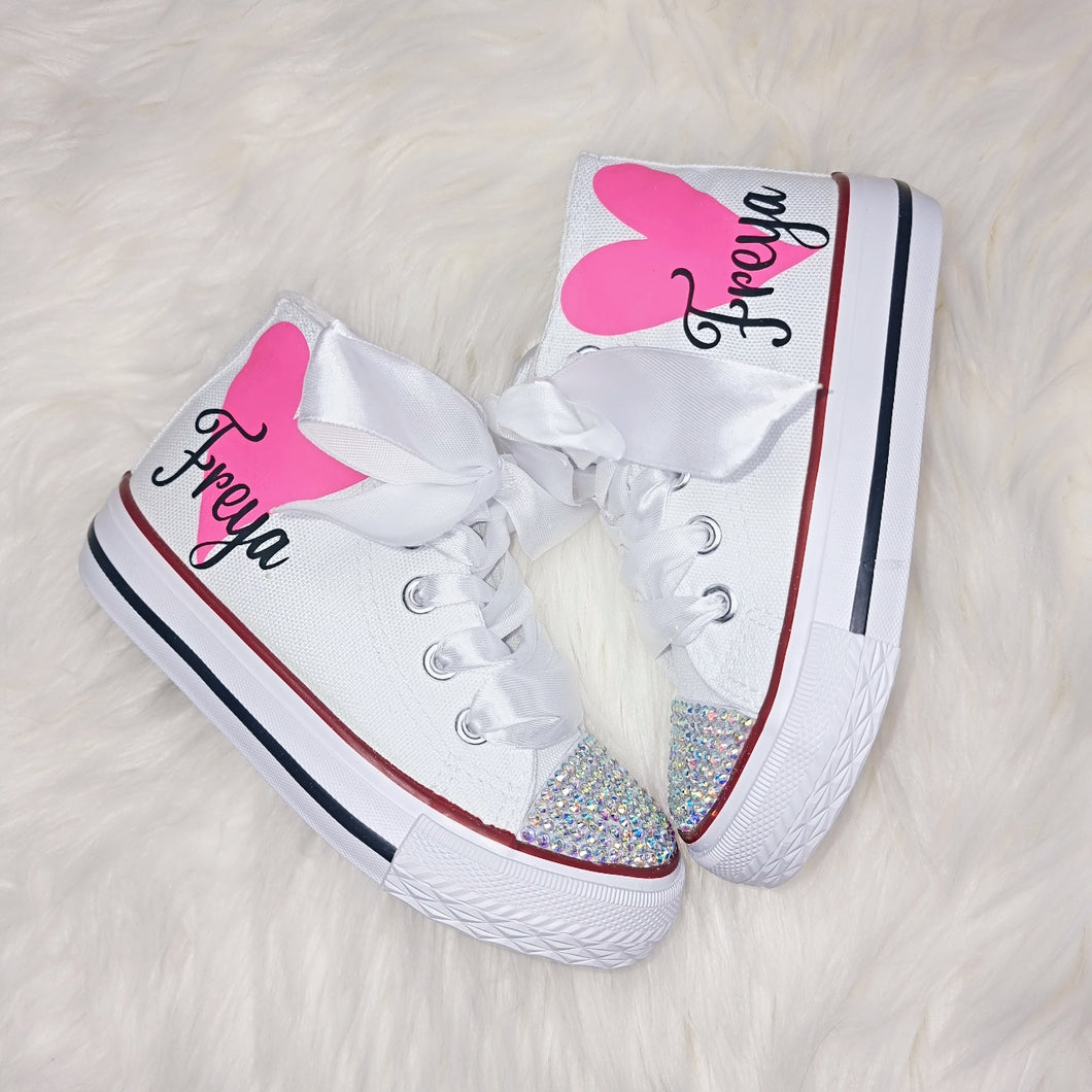 Personalised Hot Pink Heart Pumps