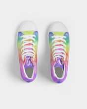 Load image into Gallery viewer, Rainbow Tie Dye Women&#39;s Hightop Canvas Shoe
