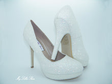 Load image into Gallery viewer, White Glitter High Court Heels - My Lillie Shoes
