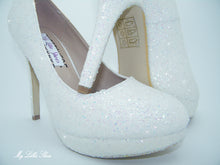 Load image into Gallery viewer, White Glitter High Court Heels - My Lillie Shoes
