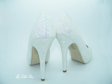 Load image into Gallery viewer, White Glitter High Court Heels - My Lillie Shoes
