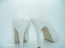 Load image into Gallery viewer, White Glitter High Court Heels - My Lillie Shoes
