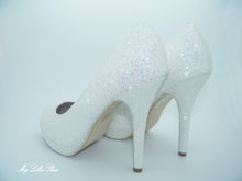 Load image into Gallery viewer, White Glitter High Court Heels - My Lillie Shoes
