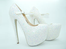 Load image into Gallery viewer, White Rhinestone Platform High Heels - My Lillie Shoes

