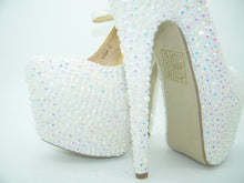 Load image into Gallery viewer, White Rhinestone Platform High Heels - My Lillie Shoes

