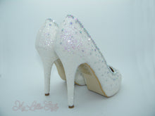 Load image into Gallery viewer, White Glitter &amp; Rhinestone High Court Heels - My Lillie Shoes
