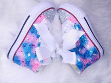 Load image into Gallery viewer, Unicorn Blue and Pink Tie Dye Hi Top Pumps - My Lillie Shoes

