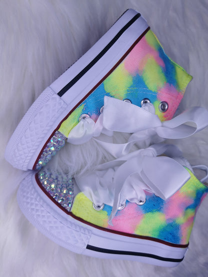 Tie Dye Bling Toe Hi Top Pumps - My Lillie Shoes