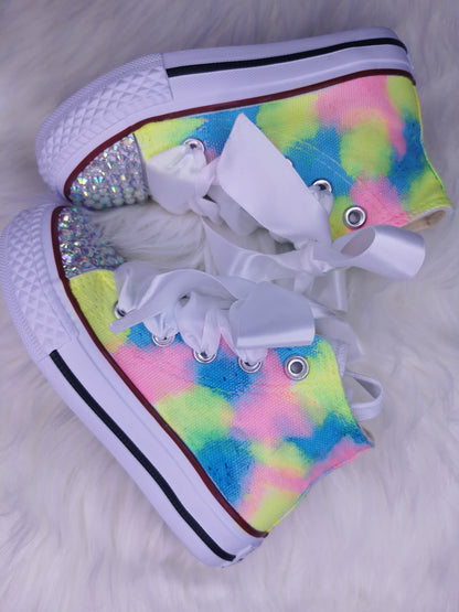 Tie Dye Bling Toe Hi Top Pumps - My Lillie Shoes