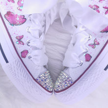 Load image into Gallery viewer, Pink Butterflies Glitter Pumps
