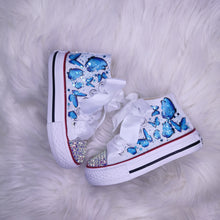 Load image into Gallery viewer, Blue Butterfly Glitter Pumps
