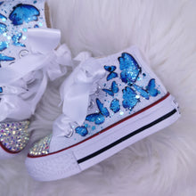 Load image into Gallery viewer, Blue Butterfly Glitter Pumps
