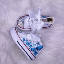 Load image into Gallery viewer, Blue Butterfly Glitter Pumps
